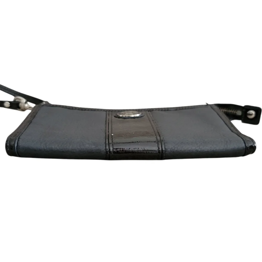 Coach Black Leather Wristlet with Signature Patch